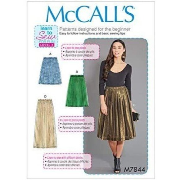 McCall's Sewing Pattern 7844 Pleated Skirt 8-18 - Picture 1 of 4